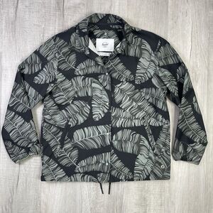Herschel Supply Co Unisex Voyage Coach Jacket Rain Wind Green Palms Sz Medium  O